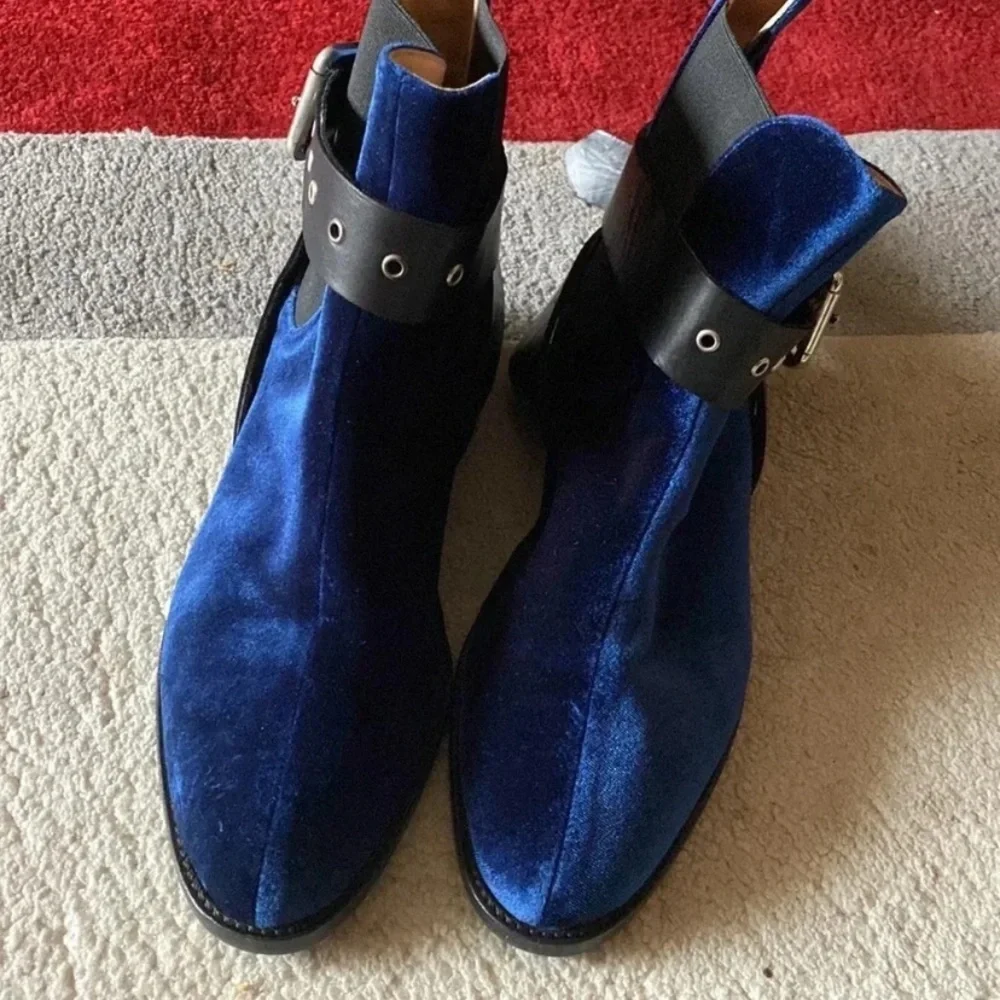 MONSE  women Midnight Blue Velvet Boots size 9 no box